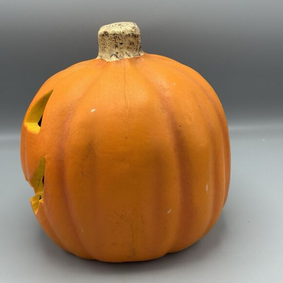 Unmarked Halloween Pumpkin Happy Jack O Lantern Blow Mold Light Up 9" T Spooky - Picture 5 of 7